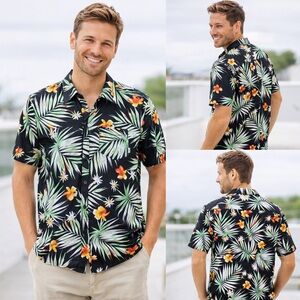 Vans Vans Hawaiian Aloha Camp Shirt Tropical Floral Palm Button Up Mens Medium